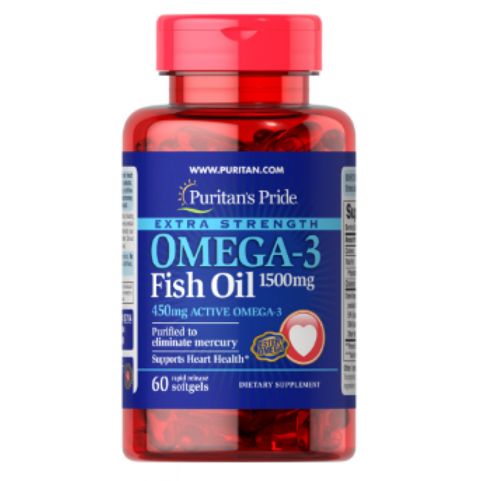 Omega-3 Fish Oil Extra Strength 1500 mg (450 mg Active Omega-3) 60 Softgels