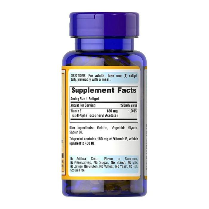 Vitamin E-180mg 400 IU - 100 softgels