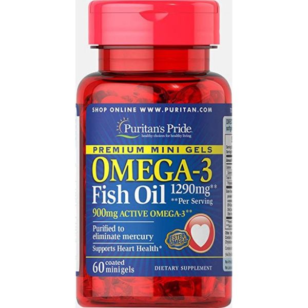 Omega-3 Fish Oil 1290 mg Mini Gels (900 mg Active Omega-3) - 120 softgels