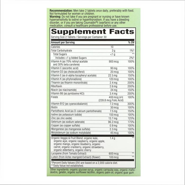 Alive Organic Garden Goodness Men - 60 tabs