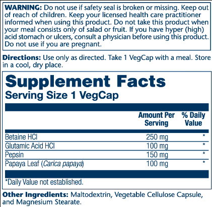 Betaine HCl 250mg - 180 vcaps
