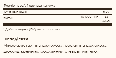 Biotin 10000 mcg - 60 vcaps