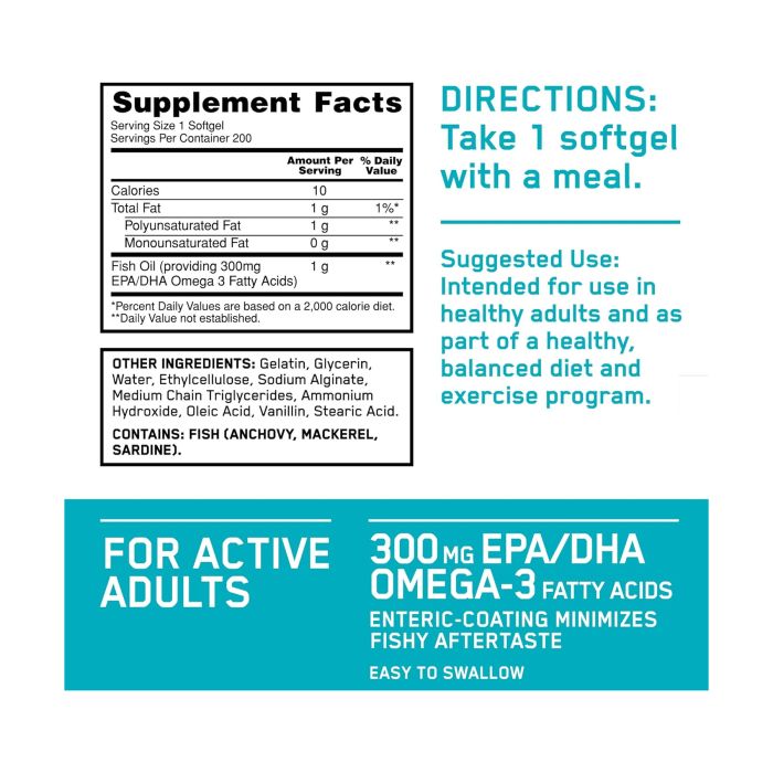 Enteric Coated Fish Oil - 100 softgels