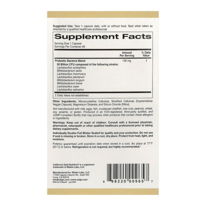LactoBif 30 Probiotics - 60 veg caps