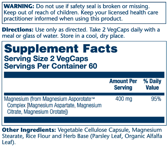 Magnesium Asporotate 400mg - 120 vcaps