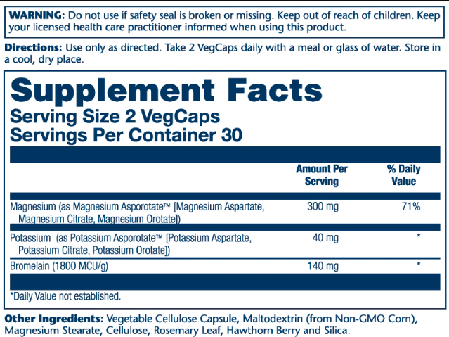 Magnesium & Potassium Asporotate - 60 vcaps
