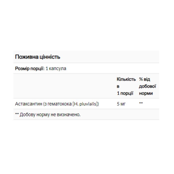 Natural Astaxanthin 5 mg - 60 softgels