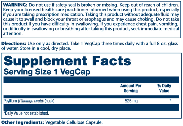 Psyllium Husk 525mg - 100 vcaps