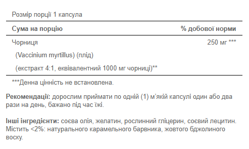 Bilberry 4:1 Extract 1000 mg - 90 softgels