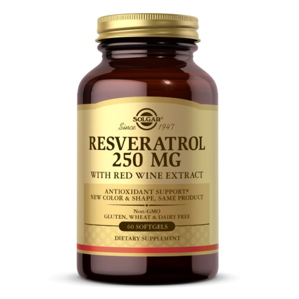 Resveratrol 250mg with Red Wine Extract - 60 softgels