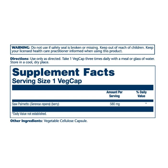 Saw Palmetto Berry 580mg - 50 vcaps