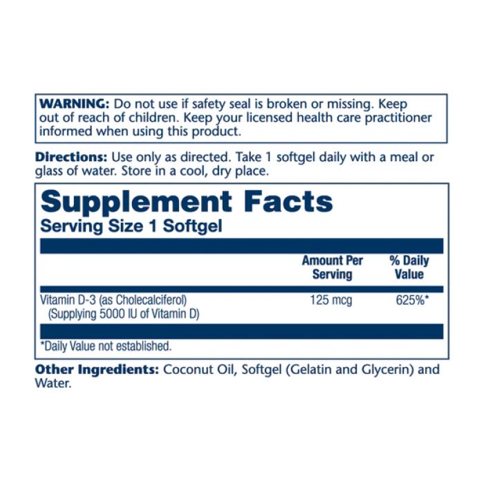 Super Bio Vit D-3 in Coconut 125mcg - 120 softgels