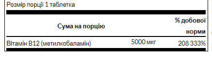 B- 12 5000mg - 60 tab