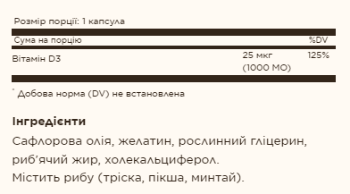 Vit D3 1000 IU - 250 softgels